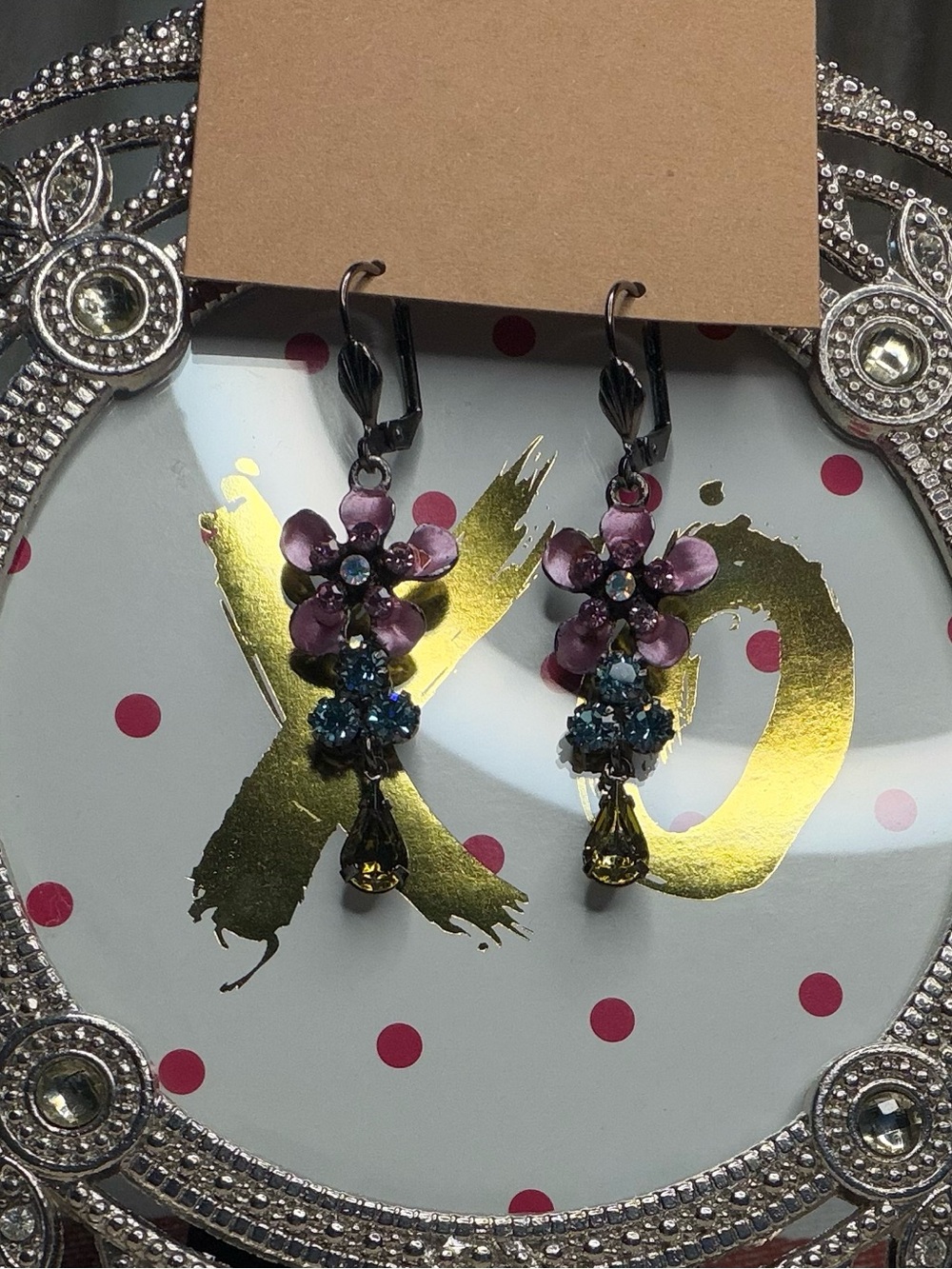Handcrafted Pink and Blue Floral Drop Earrings